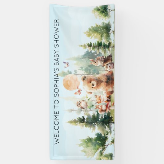 Beary Cute Woodland Baby shower Spandoek (Verticaal)