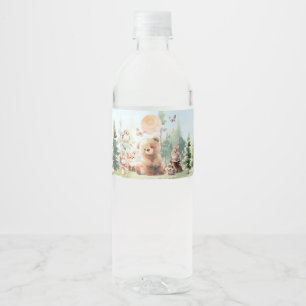 Beary Cute Woodland Baby shower Waterfles Etiket