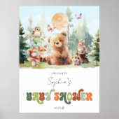 Beary Cute Woodland Baby shower Welkom Poster (Voorkant)