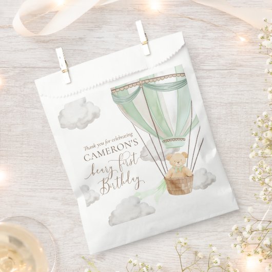 Beary eerste Beer Mint Hete Luchtballon Verjaardag Bedankzakje (Geknipt)