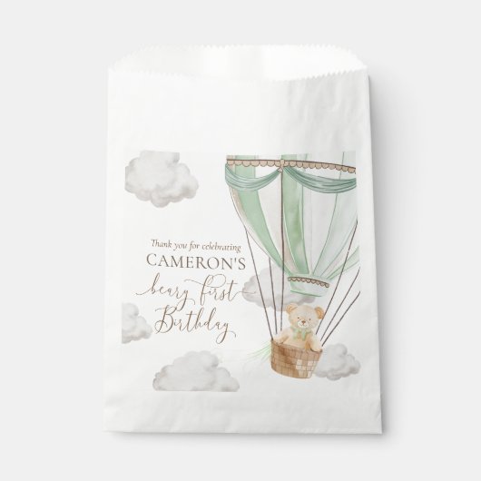 Beary eerste Beer Mint Hete Luchtballon Verjaardag Bedankzakje (Voorkant)