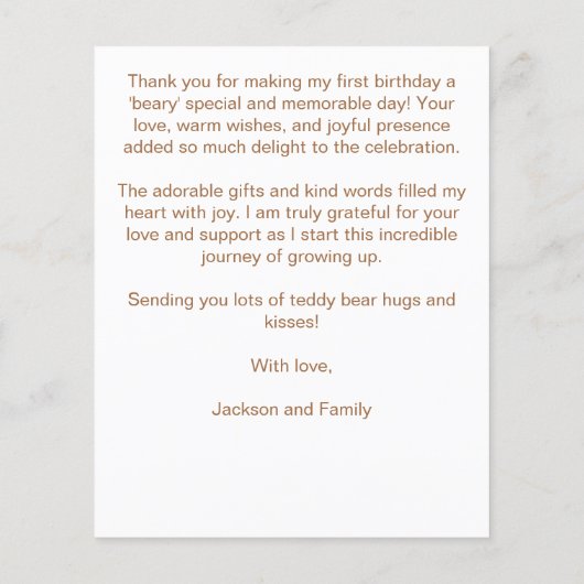 Beary eerste jongen verjaardag schattige teddy dan (Achterkant)
