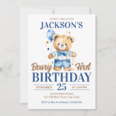 Beary eerste jongens verjaardag schattige teddy bl kaart (Voorkant)