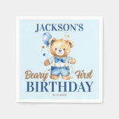 Beary eerste jongens verjaardag schattige teddy bl servet (Voorkant)