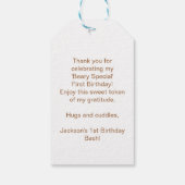 Beary eerste jongens verjaardag schattige teddy gu cadeaulabel (Achterkant)