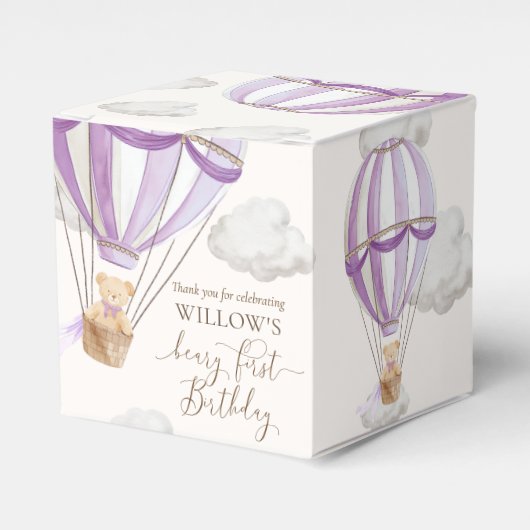 Beary eerste Teddy Bear Hete Luchtballon Verjaarda Bedankdoosjes (Voorkant Zijde)