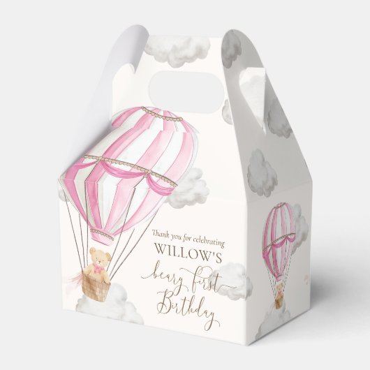 Beary eerste Teddy Bear Hete Luchtballon Verjaarda Bedankdoosjes (Achterkant)