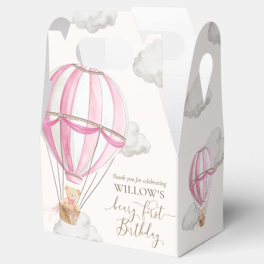 Beary eerste Teddy Bear Hete Luchtballon Verjaarda Bedankdoosjes (Geopend)