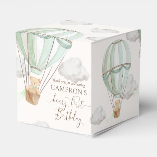 Beary eerste Teddy Bear Hete Luchtballon Verjaarda Bedankdoosjes (Achterkant)