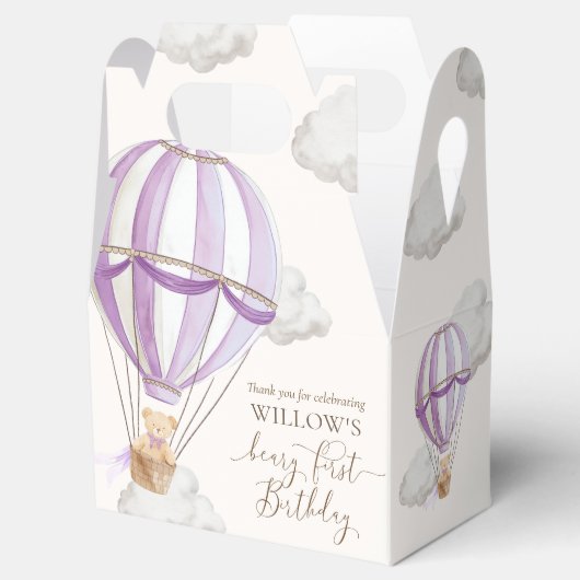 Beary eerste Teddy Bear Hete Luchtballon Verjaarda Bedankdoosjes (Geopend)