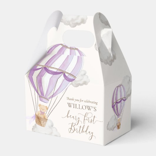 Beary eerste Teddy Bear Hete Luchtballon Verjaarda Bedankdoosjes (Voorkant Zijde)