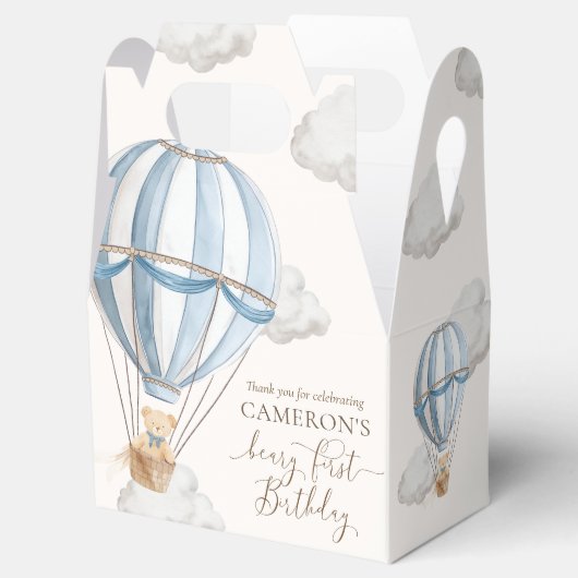Beary eerste Teddy Bear Hete Luchtballon Verjaarda Bedankdoosjes (Geopend)