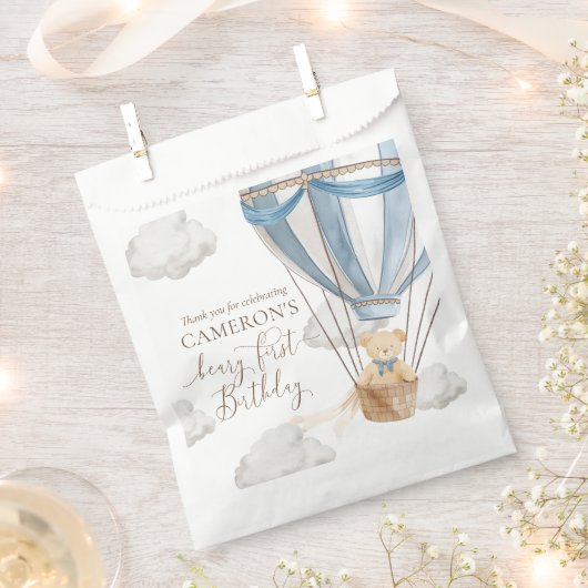 Beary eerste Teddy Bear Hete Luchtballon Verjaarda Bedankzakje (Geknipt)