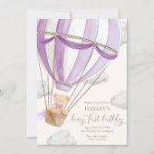 Beary eerste Teddy Bear Hete Luchtballon Verjaarda Kaart (Voorkant)