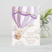 Beary eerste Teddy Bear Hete Luchtballon Verjaarda Kaart (Staand voorkant)