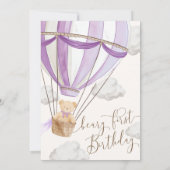 Beary eerste Teddy Bear Hete Luchtballon Verjaarda Kaart (Achterkant)