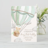 Beary eerste Teddy Bear Hete Luchtballon Verjaarda Kaart (Staand voorkant)