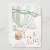 Beary eerste Teddy Bear Hete Luchtballon Verjaarda Kaart (Achterkant)
