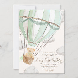 Beary eerste Teddy Bear Hete Luchtballon Verjaarda Kaart