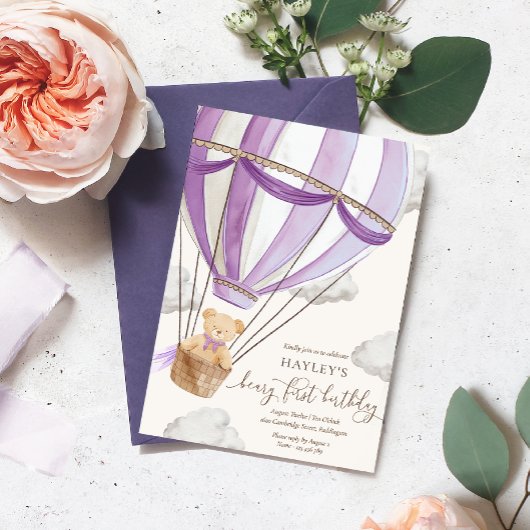 Beary eerste Teddy Bear Hete Luchtballon Verjaarda Kaart