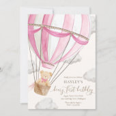 Beary eerste Teddy Bear Hete Luchtballon Verjaarda Kaart (Voorkant)