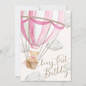 Beary eerste Teddy Bear Hete Luchtballon Verjaarda Kaart (Achterkant)