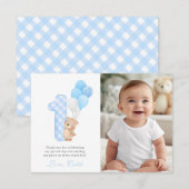 Beary Eerste Teddy Bear Jongen Verjaardagsfeestgas Bedankkaart (Voorkant / Achterkant)