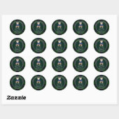 Beary eerste teddybeer groene plaid verjaardag gun ronde sticker (Vel)