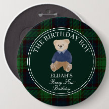 Beary eerste teddybeer groene plaid verjaardagsfee