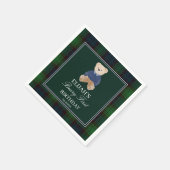 Beary eerste teddybeer groene plaid verjaardagsfee servet (Hoek)