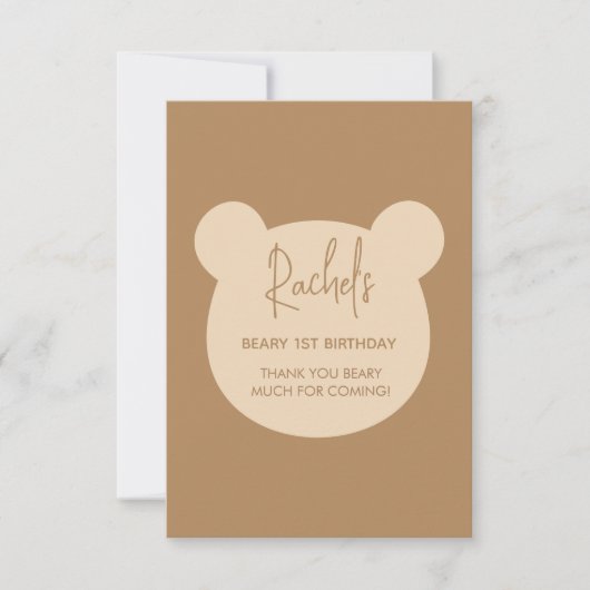 Beary Eerste Verjaardag Dank u kaart (Voorkant)