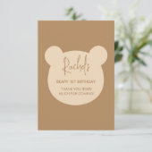 Beary Eerste Verjaardag Dank u kaart (Staand voorkant)