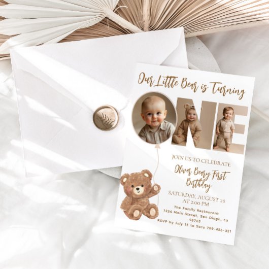 Beary eerste verjaardag kleine Beer foto Kaart