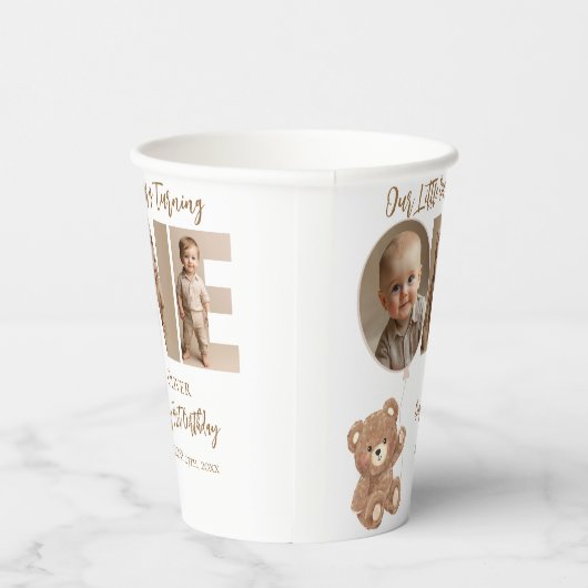 Beary eerste verjaardag kleine Beer foto Papieren Bekers (Rechts)