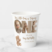 Beary eerste verjaardag kleine Beer foto Papieren Bekers (Voorkant)