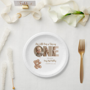 Beary eerste verjaardag kleine Beer foto Papieren Bordje