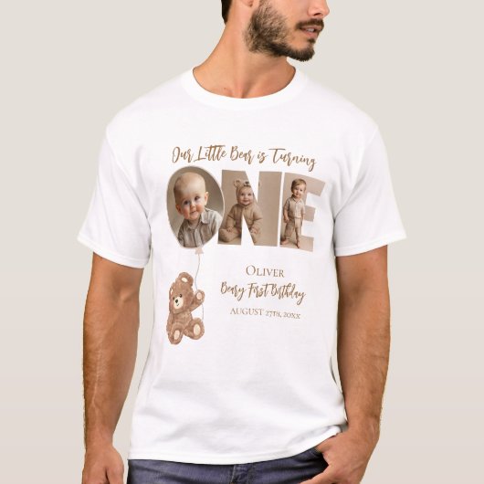 Beary eerste verjaardag kleine Beer foto T-shirt (Voorkant)