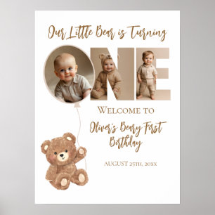 Beary Eerste Verjaardag Kleine Beer Foto Welkom Poster