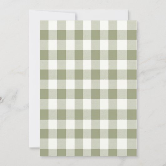 Beary Eerste Verjaardag Pompoen Sage Green Gingham Kaart (Achterkant)