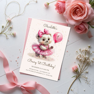 Beary eerste verjaardag roze ballerina Beer Kaart