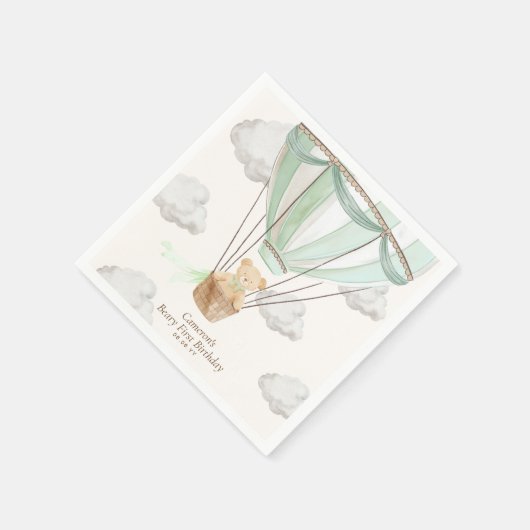 Beary Eerste Verjaardag Teddy Bear Hete Luchtballo Servet (Hoek)