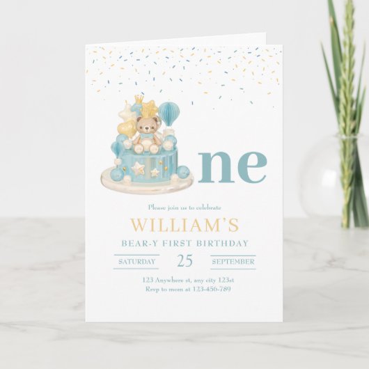 Beary eerste verjaardag, teddybeer eerste verjaard (Voorkant)