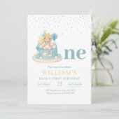 Beary eerste verjaardag, teddybeer eerste verjaard kaart (Staand voorkant)