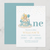 Beary eerste verjaardag, teddybeer eerste verjaard kaart (Voorkant / Achterkant)