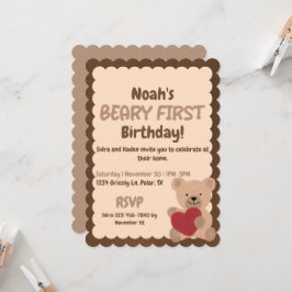 Beary eerste verjaardag uitnodiging