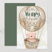 Beary eerste verjaardag uitnodiging (Voorkant / Achterkant)