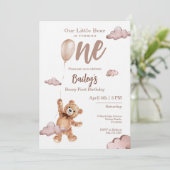 Beary Eerste Verjaardagsuitnodiging Kaart (Staand voorkant)