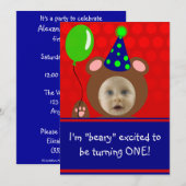 Beary Excited Beer Face Foto Birthday Party Kaart (Voorkant / Achterkant)