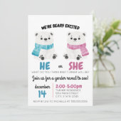 Beary Excited Geslacht Onthulling Uitnodiging (Staand voorkant)