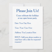 Beary Feestdagen Custom Open House Invitation Kaar Kaart (Achterkant)